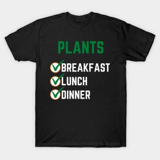 Vegan Plants For Breakfast Lunch And Dinner Checklist T-Shirt